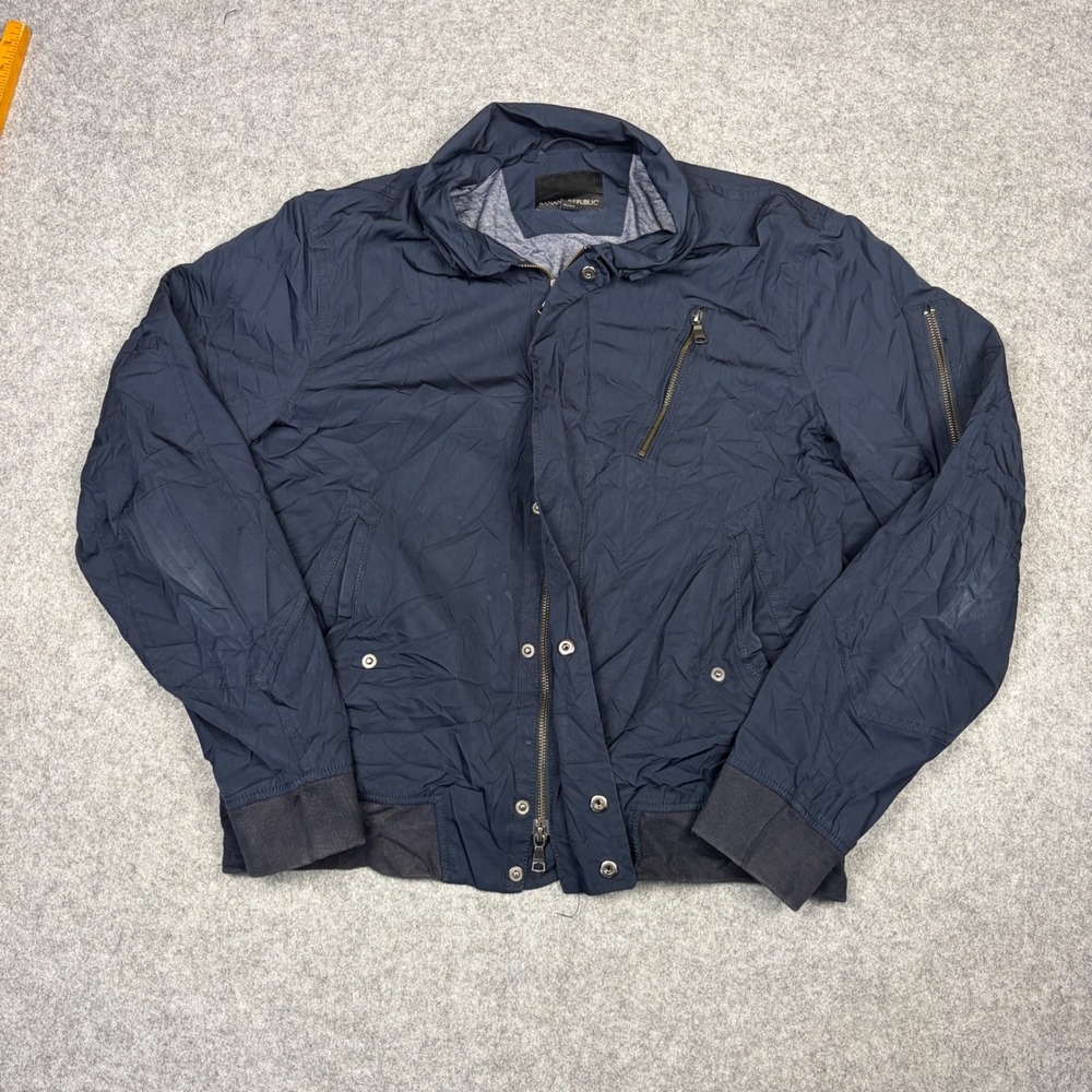 Banana Republic Mens Navy Blue Lightweight Bomber Jacket Large Full Zip Utility